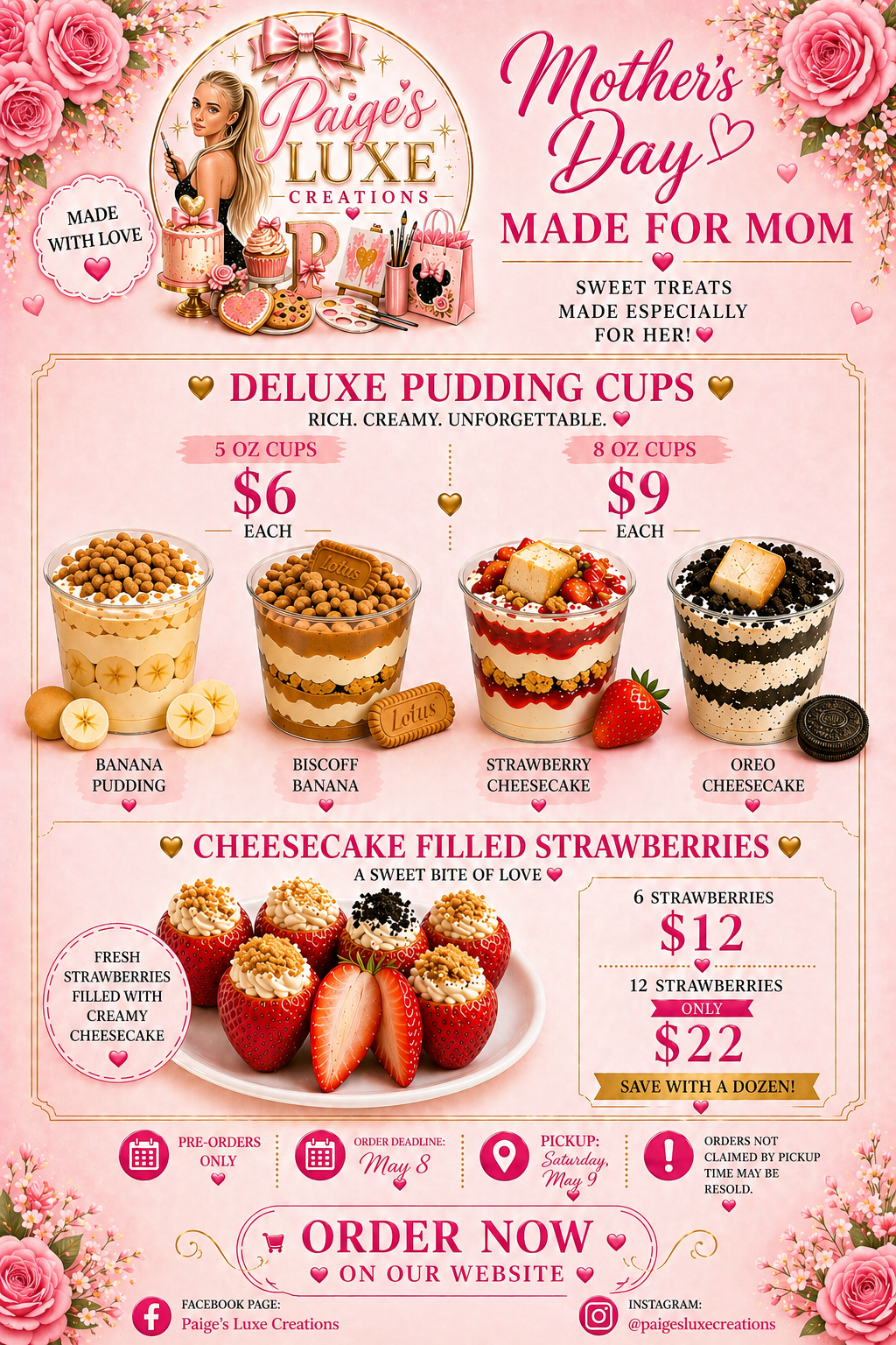 Deluxe Mothers Day Pudding Cups